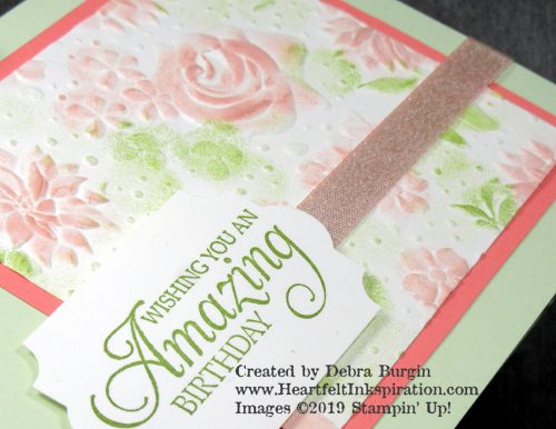 Country Floral | This folder creates deep and stunning embossing.  Gorgeous on its own, when the embossed areas are tinted, it's amazing!  Please click to read more! | Stampin' Up! | HeartfeltInkspiration.com | Debra Burgin