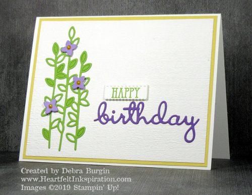 Well Said | Well Written Framelits | Don't overlook the "filler" dies in a set.  I wouldn't have expected these lovely stems in a set of mostly words!  Please click to read more! | Stampin' Up! | HeartfeltInkspiration.com | Debra Burgin