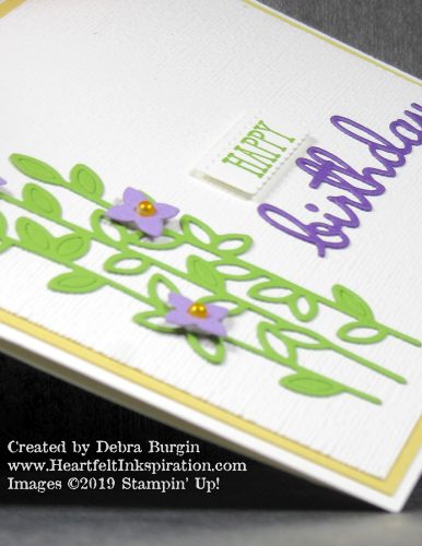 Well Said | Well Written Framelits | Don't overlook the "filler" dies in a set.  I wouldn't have expected these lovely stems in a set of mostly words!  Please click to read more! | Stampin' Up! | HeartfeltInkspiration.com | Debra Burgin