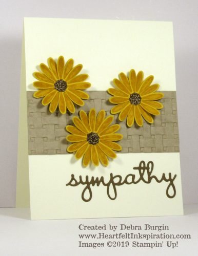 Daisy Lane | I think this is a good card for the death of our friend's father-in-law at age 91.  Brown-Eyed Susans are always appropriate. Please click to read more! | Stampin' Up! | HeartfeltInkspiration.com | Debra Burgin