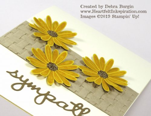 Daisy Lane | I think this is a good card for the death of our friend's father-in-law at age 91.  Brown-Eyed Susans are always appropriate. Please click to read more! | Stampin' Up! | HeartfeltInkspiration.com | Debra Burgin