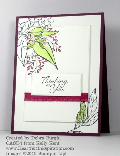 Wonderful Romance | A variation on the "spotlight" technique, this pretty card was CASEd from Kelly Kent.  Please click to read more! | Stampin' Up! | HeartfeltInkspiration.com | Debra Burgin