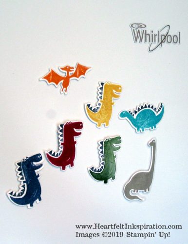 Dino Days | Dinosaurs are the key to a kid's heart, apparently!  These fridge magnets were a joy to create together.  Please click to read more! | Stampin' Up! | HeartfeltInkspiration.com | Debra Burgin