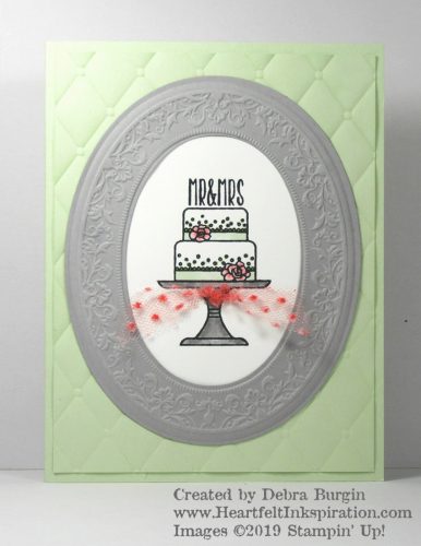 Piece of Cake | These cake images are perfect for so many occasions!  I'm glad I had this card ready to go for a weekend wedding!  Please click to read more! | Stampin' Up! | HeartfeltInkspiration.com | Debra Burgin