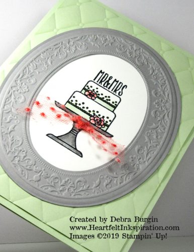 Piece of Cake | These cake images are perfect for so many occasions!  I'm glad I had this card ready to go for a weekend wedding!  Please click to read more! | Stampin' Up! | HeartfeltInkspiration.com | Debra Burgin