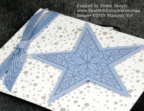 So Many Stars | My first experiment with the 2019 Holiday Catalog, specifically with the Delicata Metallic Ink.  Wonderful!  Please click to read more! | Stampin' Up! | HeartfeltInkspiration.com | Debra Burgin