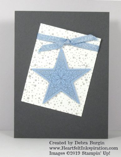 So Many Stars | My first experiment with the 2019 Holiday Catalog, specifically with the Delicata Metallic Ink.  Wonderful!  Please click to read more! | Stampin' Up! | HeartfeltInkspiration.com | Debra Burgin