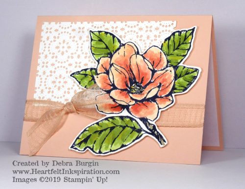 Good Morning Magnolia | This is my "usual" coloring for this image.  Love experimenting with the Stampin' Blends pinks!  Please click to read more! | Stampin' Up! | HeartfeltInkspiration.com | Debra Burgin