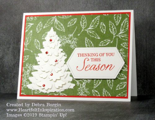 Winter Woods | In the Woods | You wouldn't expect a pattern from Magnolia Lane Designer Series Paper pack to work for Christmas, would you? | Please click to read more! | Stampin' Up! | HeartfeltInkspiration.com | Debra Burgin