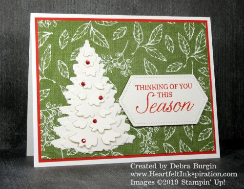 Winter Woods | In the Woods | You wouldn't expect a pattern from Magnolia Lane Designer Series Paper pack to work for Christmas, would you? | Please click to read more! | Stampin' Up! | HeartfeltInkspiration.com | Debra Burgin