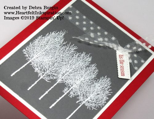 Winter Woods | Snowy white trees against a stormy sky sings Christmas to me!  Please click to read more! | Stampin' Up! | HeartfeltInkspiration.com | Debra Burgin