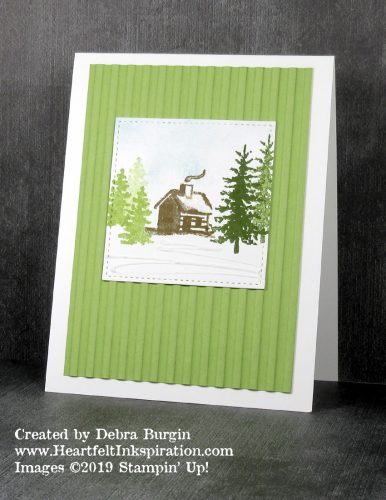 Snow Front | Here's my idea of a happy place to be!  This card works for both Christmas and winter birthdays!   Please click to read more! | Stampin' Up! | HeartfeltInkspiration.com | Debra Burgin