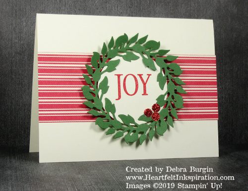 All-Around Wreath | This beautiful die is being discontinued, so I'm glad we had it to use for this year's Jingle Jumps!  Please click to read more! | Stampin' Up! | HeartfeltInkspiration.com | Debra Burgin