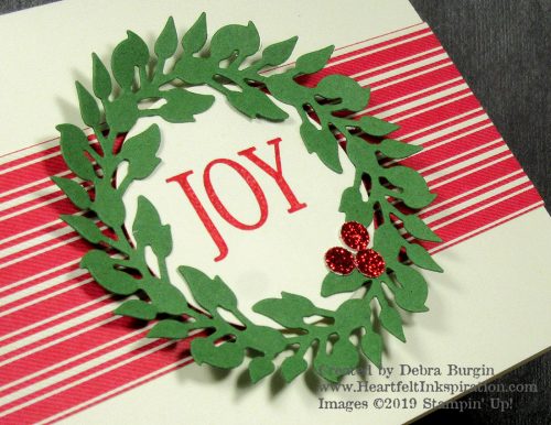 All-Around Wreath | This beautiful die is being discontinued, so I'm glad we had it to use for this year's Jingle Jumps!  Please click to read more! | Stampin' Up! | HeartfeltInkspiration.com | Debra Burgin