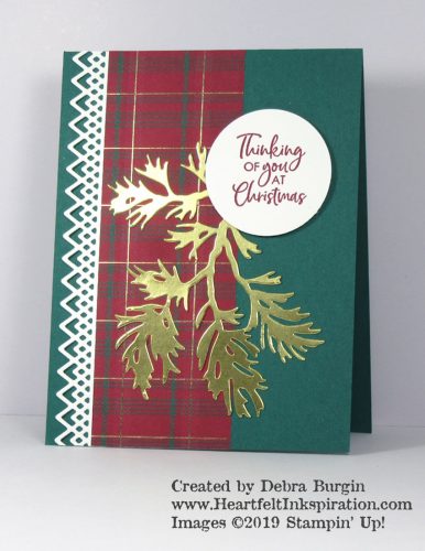 Itty Bitty Christmas | Beautiful Boughs | This card has a Scottish feel to it, don't you think? | Please click to read more! | Stampin' Up! | HeartfeltInkspiration.com | Debra Burgin