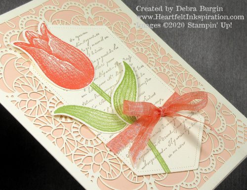 Timeless Tulips | Laser-Cut Cards & Tin | This is one of six designs for a December gift class -- a sneak peek of January-June 2020 Mini Catalog products!  Please click to read more! | Stampin' Up! | HeartfeltInkspiration.com | Debra Burgin