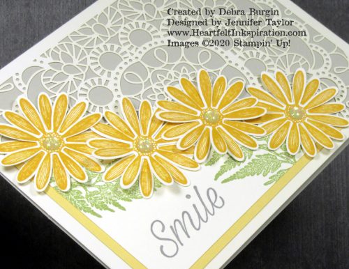 Daisy Lane | Bird Ballad Laser-Cut Cards & Tin | If this happy card doesn't inspire a smile, I don't know what will!  Please click to read more! | Stampin' Up! | HeartfeltInkspiration.com | Debra Burgin