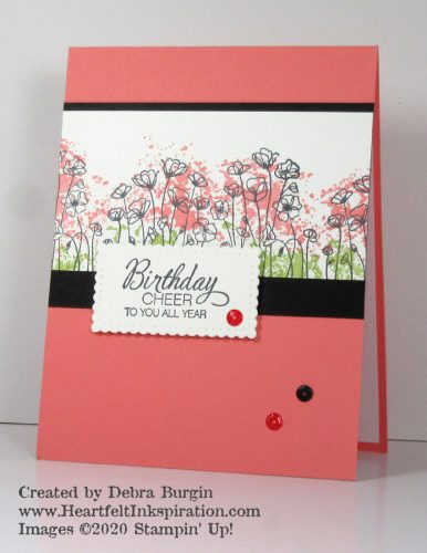 Painted Poppies | In early February, it's good to think pink!  This easy card is great to make in quantity.  Please click to read more! | Stampin' Up! | HeartfeltInkspiration.com | Debra Burgin