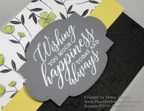 So Sentimental | Here's a simple card, given a "wow factor" with a substantial sentiment and striking patterned paper.  Please click to read more! | Stampin' Up! | HeartfeltInkspiration.com | Debra Burgin