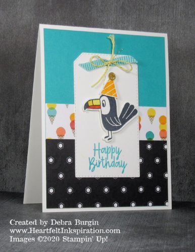 Bonanza Buddies | Did you know that the coordinating Bonanza dies cut out not only the stamped images, but also some of the images on the Birthday Bonanza Designer Series Paper?  Please click to read more! | Stampin' Up! | HeartfeltInkspiration.com | Debra Burgin