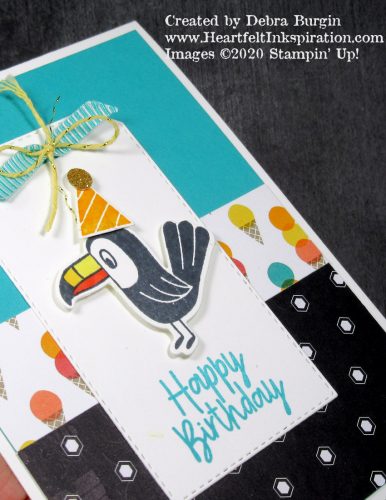 Bonanza Buddies | Did you know that the coordinating Bonanza dies cut out not only the stamped images, but also some of the images on the Birthday Bonanza Designer Series Paper?  Please click to read more! | Stampin' Up! | HeartfeltInkspiration.com | Debra Burgin