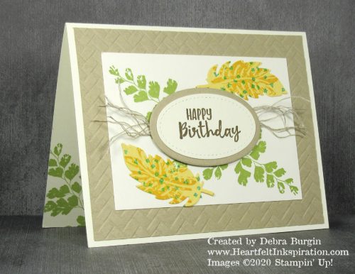 Positive Thoughts | Sending You Thoughts | These elements of nature are perfect for a decidedly un-frilly birthday card!  Please click to read more! | Stampin' Up! | HeartfeltInkspiration.com | Debra Burgin