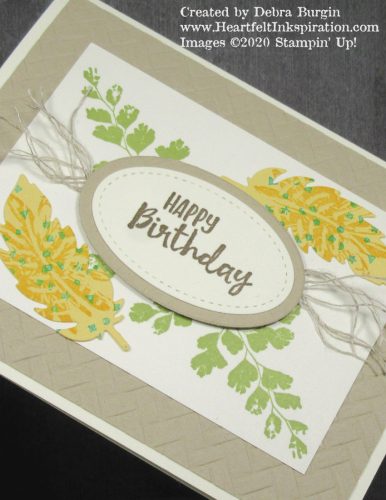 Positive Thoughts | Sending You Thoughts | These elements of nature are perfect for a decidedly un-frilly birthday card!  Please click to read more! | Stampin' Up! | HeartfeltInkspiration.com | Debra Burgin