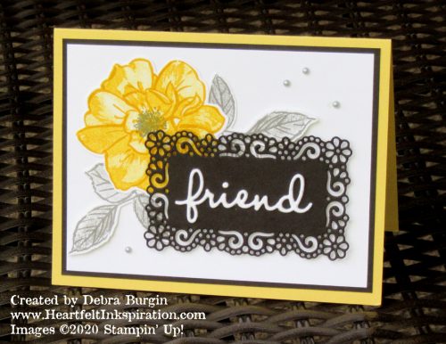 To a Wild Rose | Black + white + pop of bright is my recipe for using a color I love in a dose that doesn't scream at you!  Please click to read more! | Stampin' Up! | HeartfeltInkspiration.com | Debra Burgin