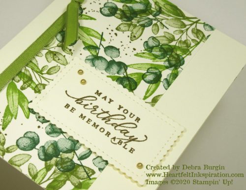 Forever Fern | Timeless Tropical | This is the first of two card designs made from my random stamping video.  Please click to read more! | Stampin' Up! | HeartfeltInkspiration.com | Debra Burgin