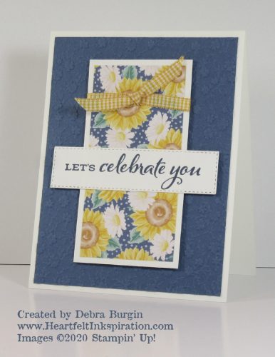 Celebrate Sunflowers | Flowers for Every Season | Flowers on flowers here, embossing the beautiful Misty Moonlight In Color card stock with the Ornate Floral 3D folder.  Please click to read more! | Stampin' Up! | HeartfeltInkspiration.com | Debra Burgin 