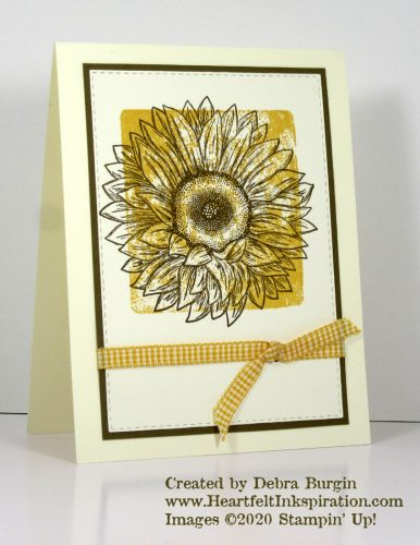 Celebrate Sunflowers | Using the block stamping technique, this card comes together in a snap!  Please click to read more! | Stampin' Up! | HeartfeltInkspiration.com | Debra Burgin