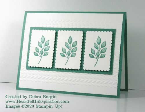 Forever Fern | Rectangular Postage Stamp Punch | Everything on this card is new except for the Whisper White card stock!  Please click to read more! | Stampin' Up! | HeartfeltInkspiration.com | Debra Burgin