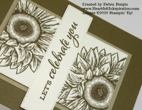 Celebrate Sunflowers | Looking for a new color combination?  Try a monochromatic scheme.  This one takes "flowers" from girly to sophisticated and even manly.  Please click to read more! | Stampin' Up! | HeartfeltInkspiration.com | Debra Burgin