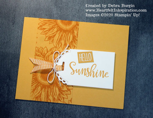 Celebrate Sunflowers | Paper Pumpkin | Little Treat Box | I frequently mix stamp sets.  Do you?  This card uses stamps from the 2020 June Paper Pumpkin kit! 
 Please click to read more! | Stampin' Up! | HeartfeltInkspiration.com | Debra Burgin