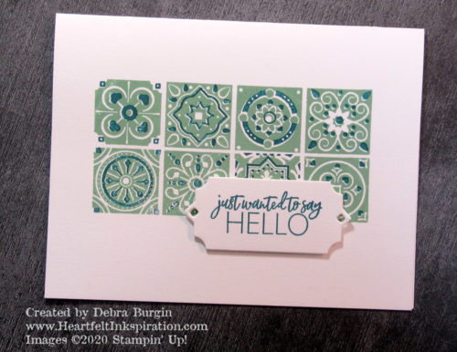 Today's Tiles | Two-step stamping is made easier with the Stamparatus!  Watch the 7/28/2020 video to see how I made this card. | Please click to read more! | Stampin' Up! | HeartfeltInkspiration.com | Debra Burgin