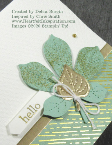 Love of Leaves | Stitched Leaves | Chris Smith was my inspiration for this card, easily replicated with different patterned paper.  Please click to read more! | Stampin' Up! | HeartfeltInkspiration.com | Debra Burgin