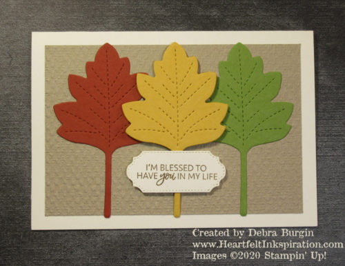 Stitched Leaves | Today's Tiles | In love with these dies!  So simple to create a little note card!  Please click to read more! | Stampin' Up! | HeartfeltInkspiration.com | Debra Burgin