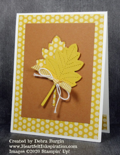 Stitched Leaves | Using the negative from a die cut is so smart!  Please click to read more! | Stampin' Up! | HeartfeltInkspiration.com | Debra Burgin