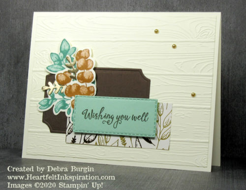 Forever Fern | Gather Together | Just bit of shine and shimmer go a long way on this card.  Can you spot the three places it shows up?  Please click to read more! | Stampin' Up! | HeartfeltInkspiration.com | Debra Burgin