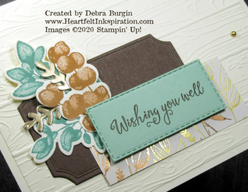 Forever Fern | Gather Together | Just bit of shine and shimmer go a long way on this card.  Can you spot the three places it shows up?  Please click to read more! | Stampin' Up! | HeartfeltInkspiration.com | Debra Burgin