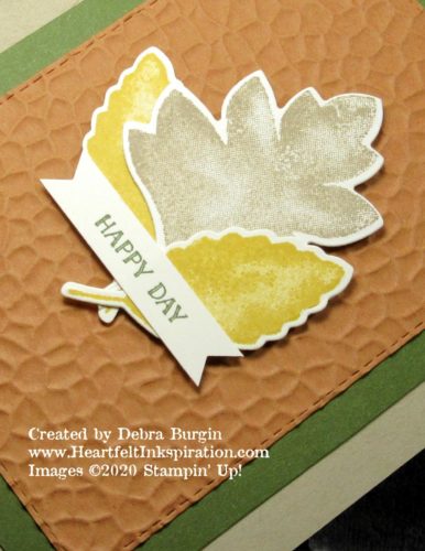 Love of Leaves | Having a stack of pre-stamped and -cut leaves means I can create a card in minutes!  Please click to read more! | Stampin' Up! | HeartfeltInkspiration.com | Debra Burgin