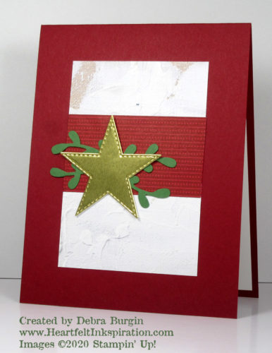 Stitched Stars | Such a simple card, with a shiny star center stage.  Please click to read more! | Stampin' Up! | HeartfeltInkspiration.com | Debra Burgin