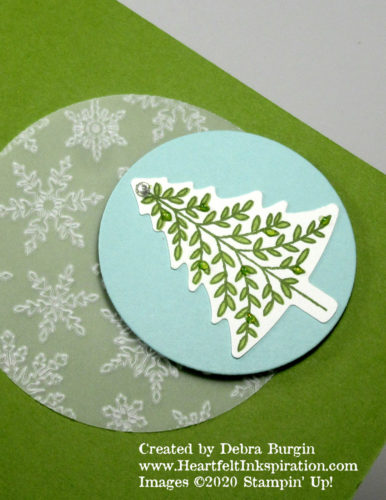 Perfectly Plaid | Using the "stamp in the hole" Stamparatus technique allowed me to speed through these trees!  Please click to read more! | Stampin' Up! | HeartfeltInkspiration.com | Debra Burgin