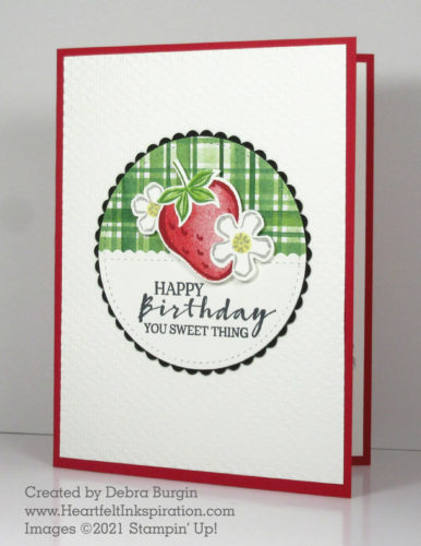 Sweet Strawberry | Strawberries in the snow?  Why not!  Please click to read more! | Stampin' Up! | HeartfeltInkspiration.com | Debra Burgin