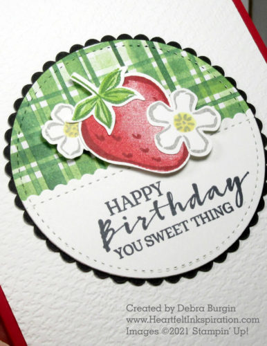 Sweet Strawberry | Strawberries in the snow?  Why not!  Please click to read more! | Stampin' Up! | HeartfeltInkspiration.com | Debra Burgin