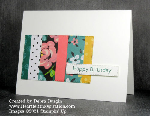 Art Gallery | Flower & Field DSP | here's the perfect card to use up some scraps.  Please click to read more! | Stampin' Up! | HeartfeltInkspiration.com | Debra Burgin