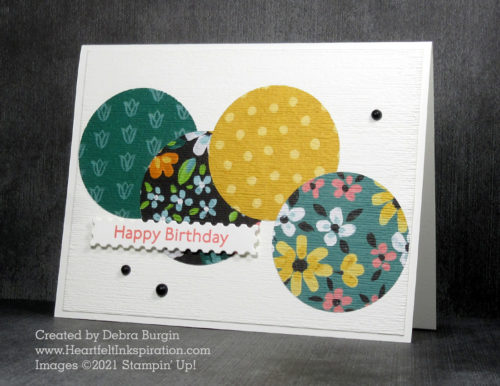 Art Gallery | Flower & Field DSP | Beautiful patterns, simple shapes -- what an easy card!  Please click to read more! | Stampin' Up! | HeartfeltInkspiration.com | Debra Burgin