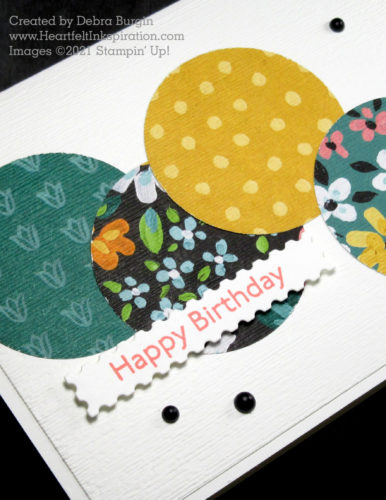 Art Gallery | Flower & Field DSP | Beautiful patterns, simple shapes -- what an easy card!  Please click to read more! | Stampin' Up! | HeartfeltInkspiration.com | Debra Burgin