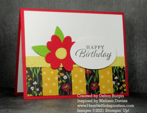 Happy Thoughts | Flower & Field DSP | This layout is perfect for scraps!  Please click to read more! | Stampin' Up! | HeartfeltInkspiration.com | Debra Burgin