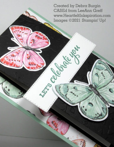 Celebrate Sunflowers | Butterfly Brilliance | This "fancy fold" card by LeeAnn Greff is adaptable to pretty much any patterned paper!  Please click to read more! | Stampin' Up! | HeartfeltInkspiration.com | Debra Burgin